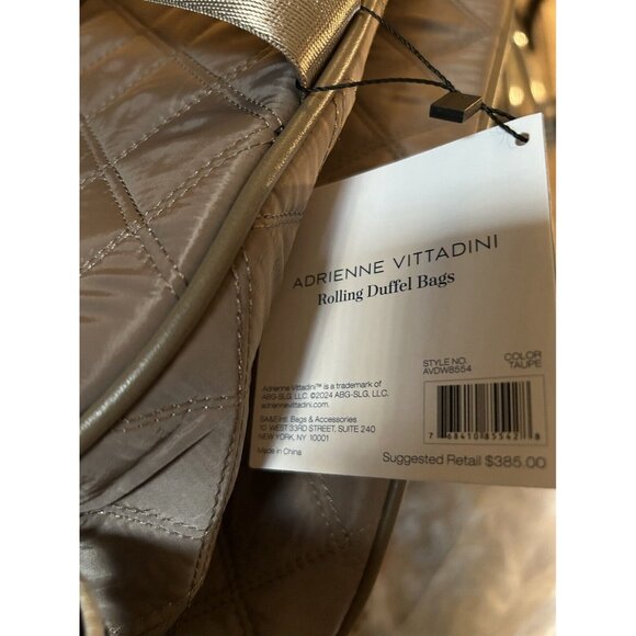 ADRIENNE VITTADINI ROLLING DUFFLEL Bag Color “Taupe” NWT Msrp $385 - Picture 10 of 13